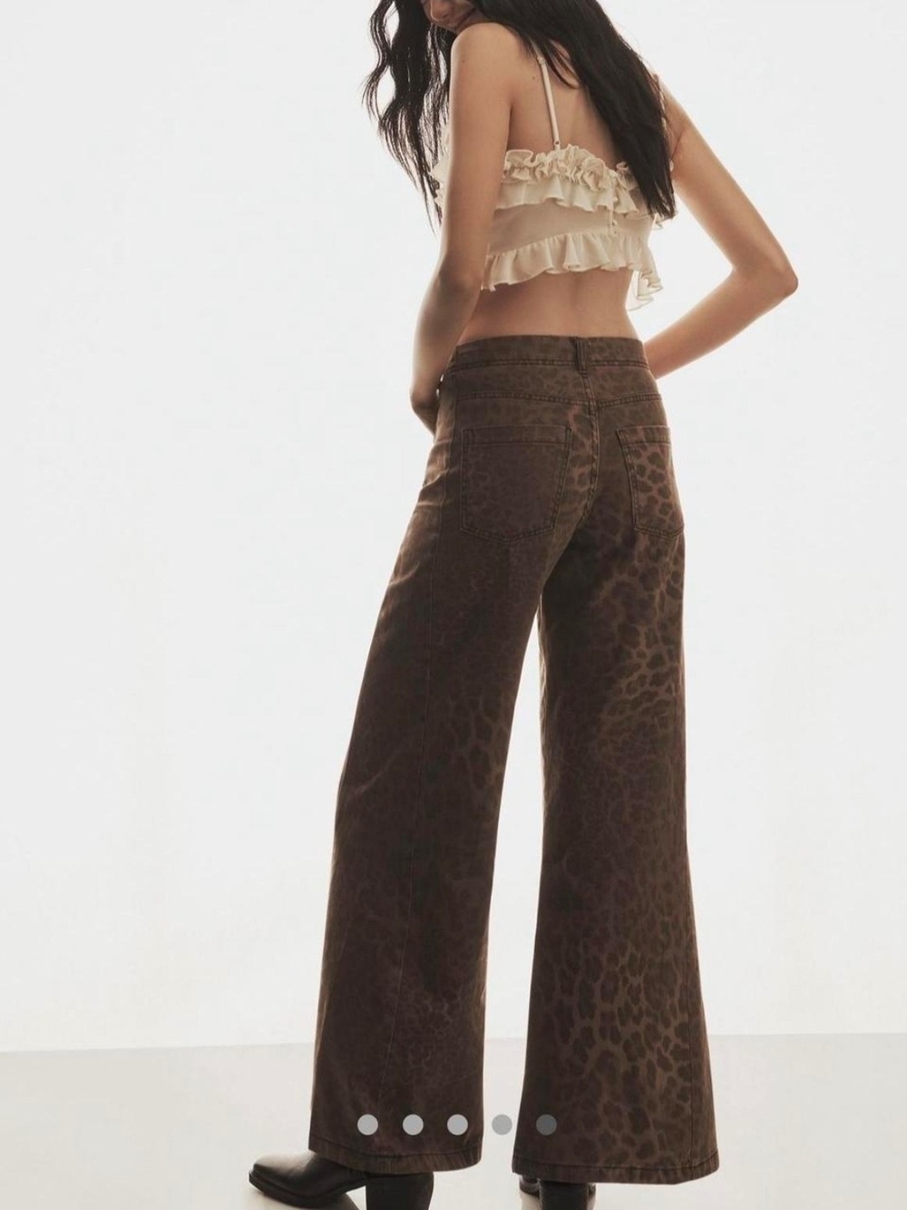 Pilcro Brown Leopard-Print Wide Leg Jeans - Picture 2 of 5
